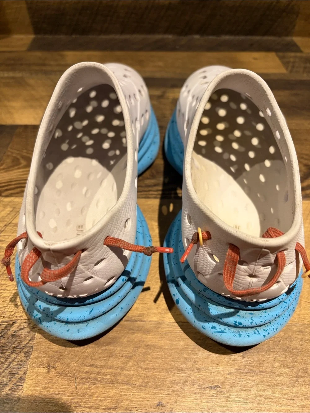 Men's White and Blue Athletic Slip-On Shoes